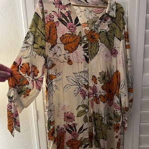 Button up, tropical floral dress